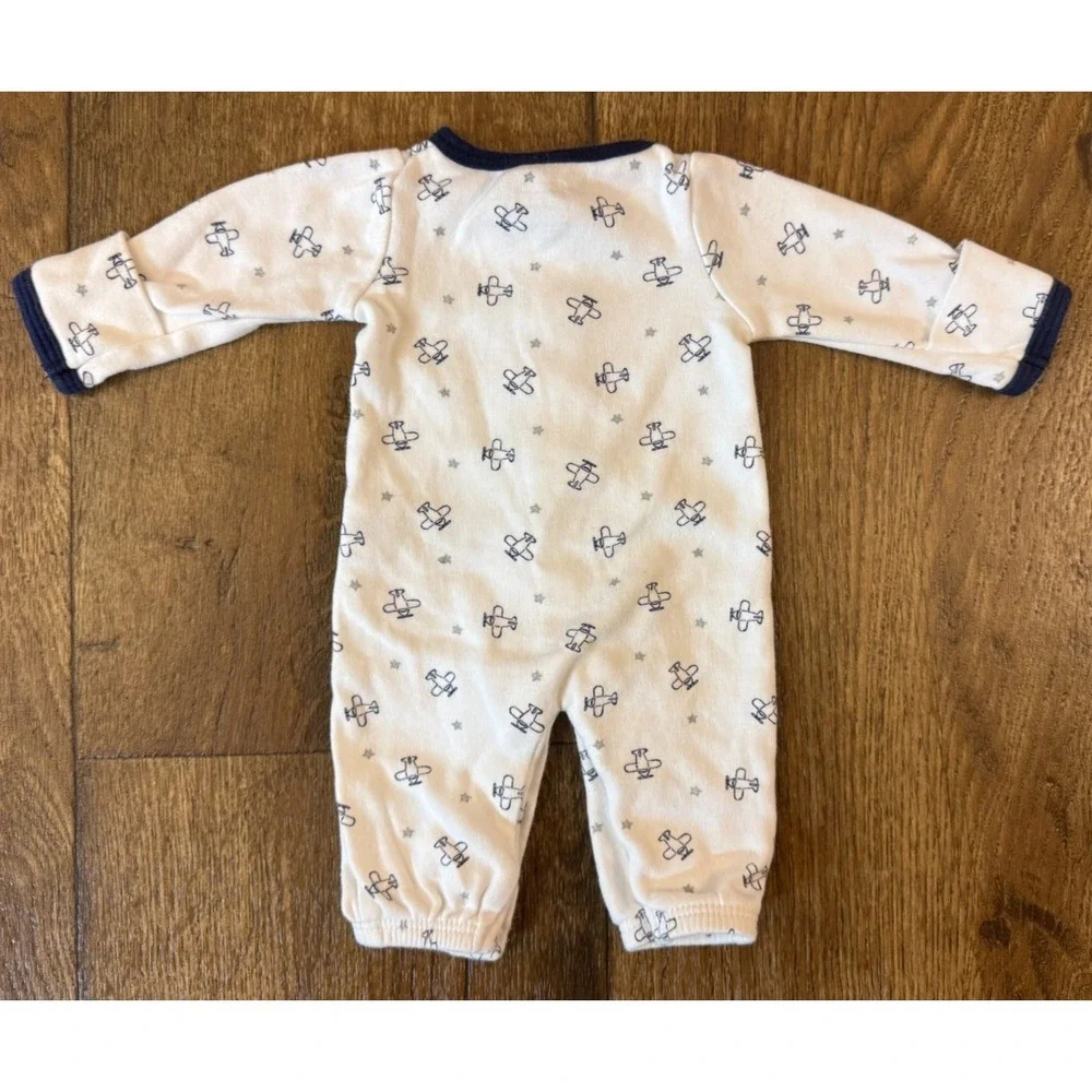 Carters Baby Boy Preemie Outfit One Piece Romper Footless L/S‎ Clothes Airplane